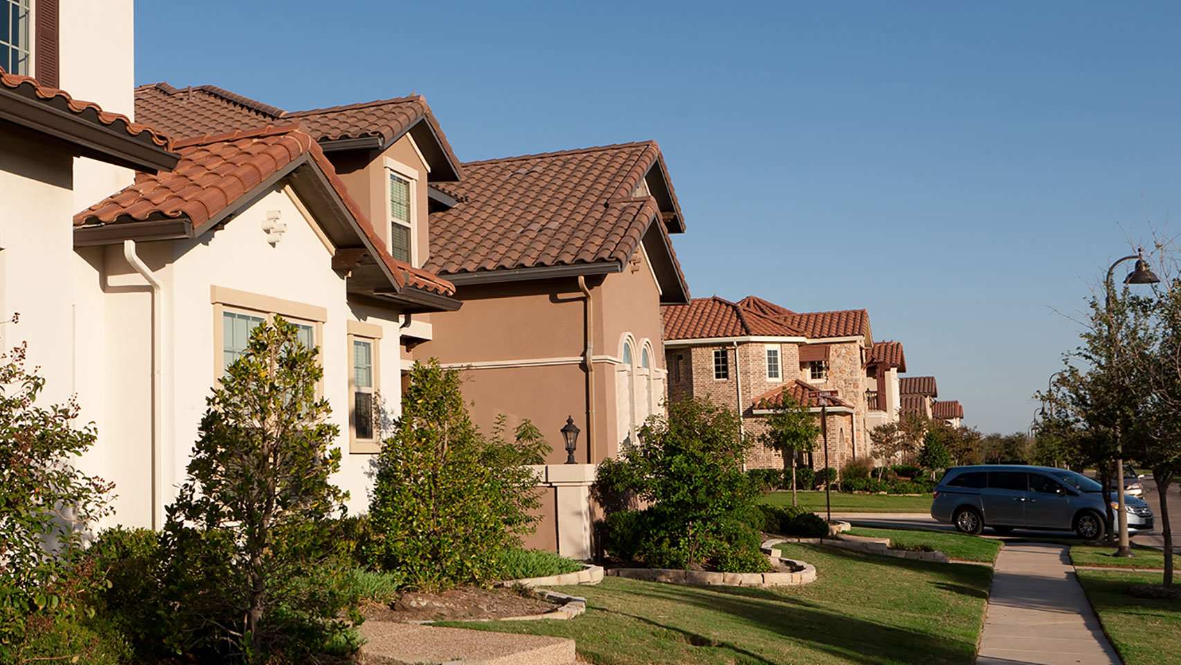 Street view of homes in a quiet neighborhood