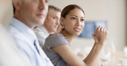 Woman lawyer listening to someone talk