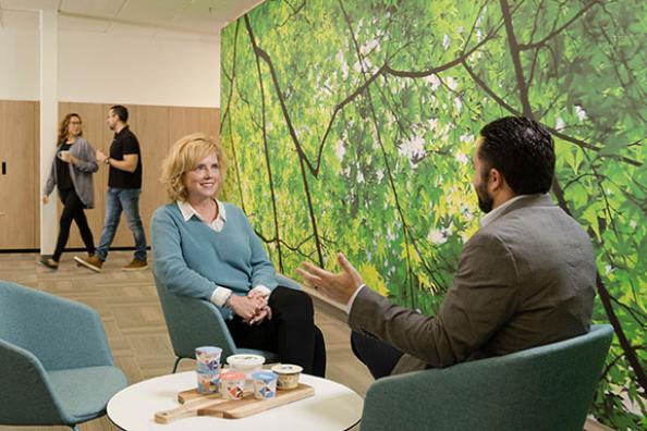 Kite Hill's Sue McDonald, CFO sitting in a chair during an interview