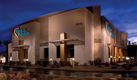 View of the Aliante branch from the parking lot at night