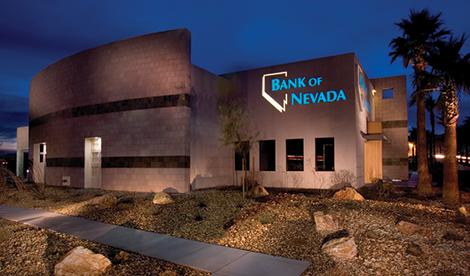 View of the Centennial branch from the parking lot at night