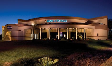 View of the Mesquite branch from the parking lot at night