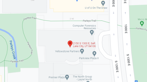 Map showing the exact location of the Salt Lake City commercial banking office.